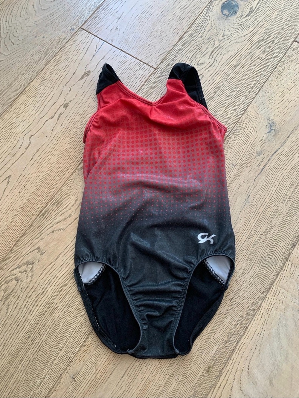 GK Red to Black Ombre Tank Leotard with Dot Gradient